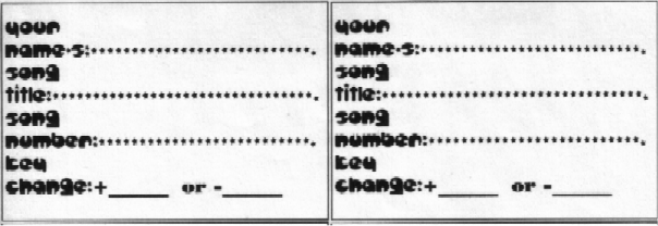 Monster Karaoke Request Slips